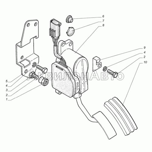 Модуль педальный с датчиком положения газ педали системы управления двигателем Модуль педальный с датчиком положения газ педали системы управления двигателем