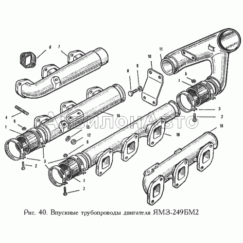 Впускные трубопроводы двигателя ЯМЗ-249БМ2