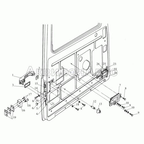 Установка ручек, замка и ограничителя двери
