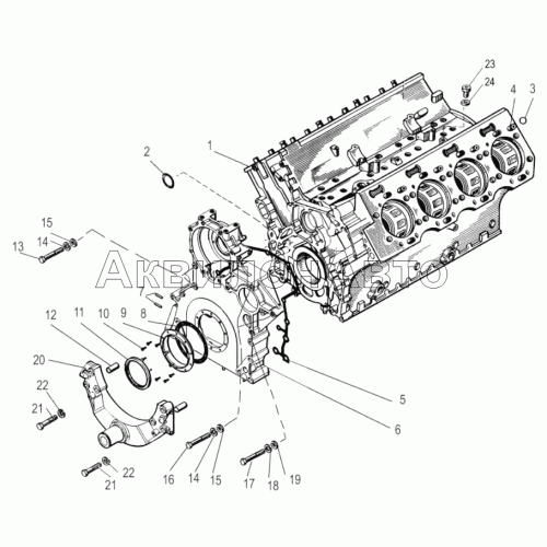 Блок цилиндров, передняя крышка, кронштейн передней опоры Блок цилиндров, передняя крышка, кронштейн передней опоры