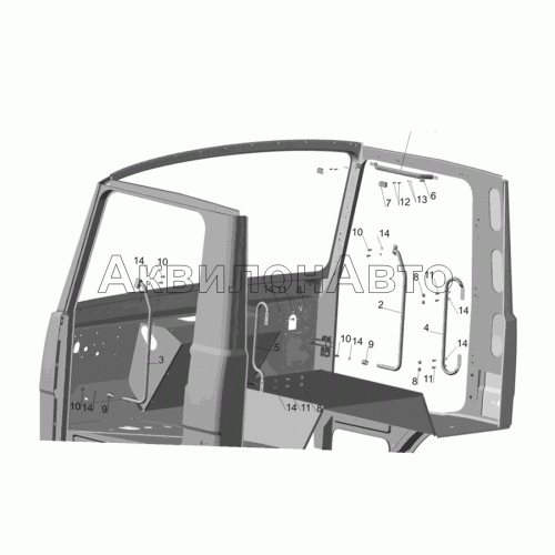 Установка поручней в кабине 64226-8200030-10