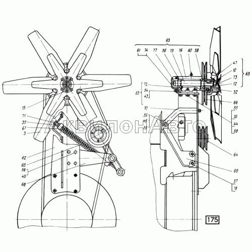 Насос водяной и вентилятор СМД-31, -31А, -31.01, 31Б.04 Насос водяной и вентилятор СМД-31, -31А, -31.01, 31Б.04