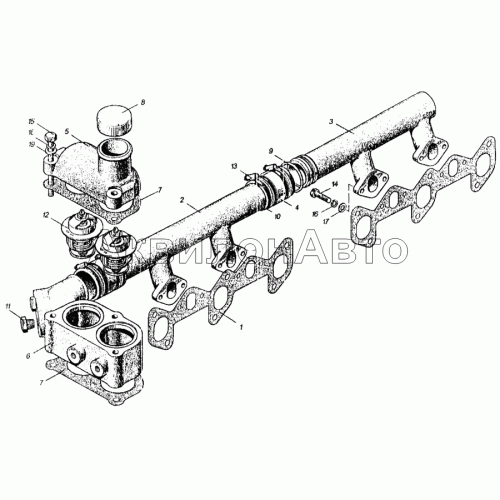 Водосборная труба и термостаты Водосборная труба и термостаты