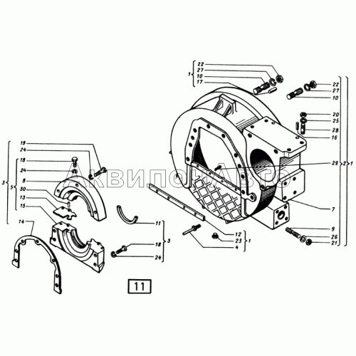 Картер маховика СМД-21, -22, 22А, 23, 23.01, 23.02, 24, 24.01, 24.02