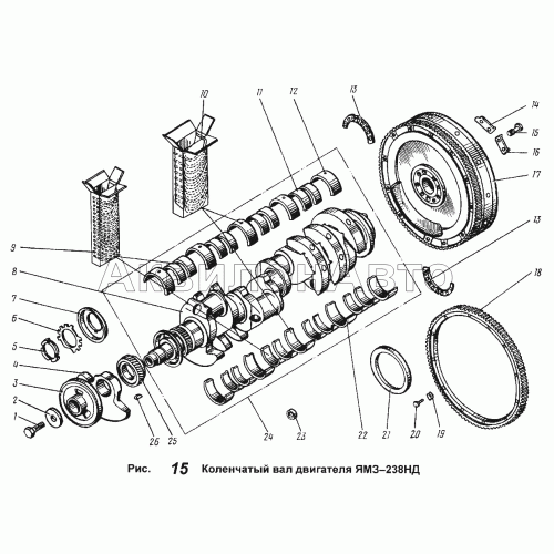 Коленчатый вал двигателя ЯМЗ-238НД Коленчатый вал двигателя ЯМЗ-238НД