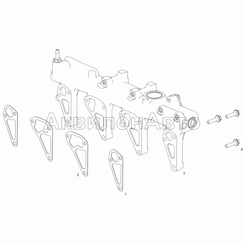 53442.1303005 Установка трубы распределительной (ЯМЗ-53442) 53442.1303005 Установка трубы распределительной (ЯМЗ-53442)