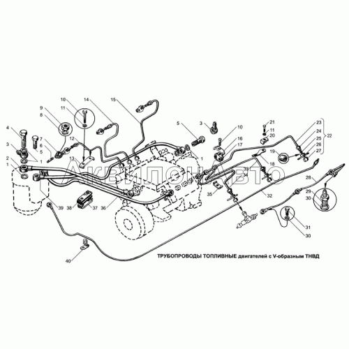 Трубопроводы топливные двигателей с V-образным ТНВД
