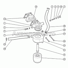 Установка масляного фильтра с жидкостно-масляным теплообменником. Установка патрубков ЖМТ. Установка масляного фильтра с жидкостно-масляным теплообменником. Установка патрубков ЖМТ.