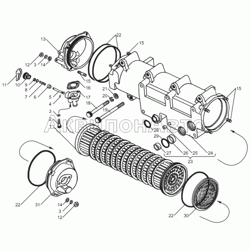 Радиатор водомасляный ЯМЗ-850.10, ЯМЗ-8501.10, ЯМЗ-8502.10, ЯМЗ-8503.10