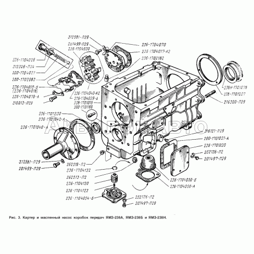 Картер и масляный насос коробок передач ЯМЗ-238А, ЯМЗ-238Б и ЯМЗ-238Н Картер и масляный насос коробок передач ЯМЗ-238А, ЯМЗ-238Б и ЯМЗ-238Н