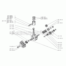 Механизм кривопшипно-шатунный пускового двигателя