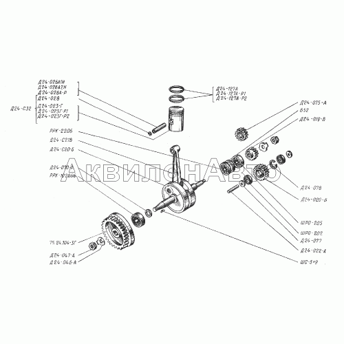 Механизм кривопшипно-шатунный пускового двигателя Механизм кривопшипно-шатунный пускового двигателя
