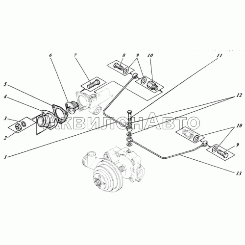 Насос водяной, вентилятор и термостат 442-55-13с1 Насос водяной, вентилятор и термостат 442-55-13с1
