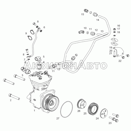 5344.3509005-10 Установка компрессора пневматического тормоза (ЯМЗ-5344-10, ЯМЗ-53442)