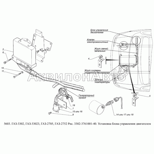 3302-3761001-40 Установка блока управления двигателем 3302-3761001-40 Установка блока управления двигателем