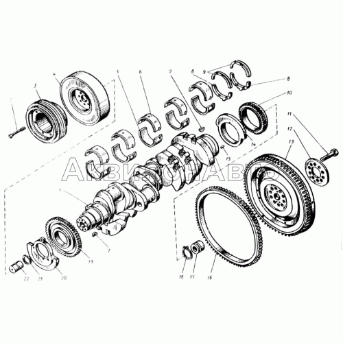 Коленчатый вал и маховик