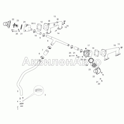 6562.1306005 Установка труб водяных и термостатов системы охлаждения 6562.1306005 Установка труб водяных и термостатов системы охлаждения