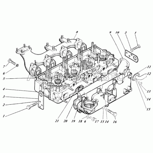 Головка цилиндров с коллекторами и термостатом 442-00с2-50 Головка цилиндров с коллекторами и термостатом 442-00с2-50