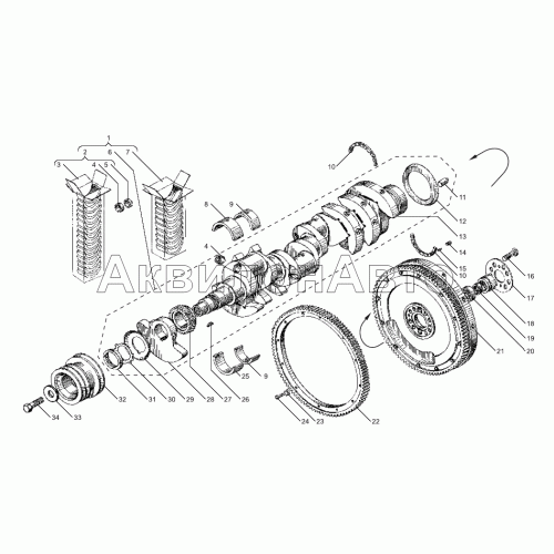 Вал коленчатый и маховик двигателей ЯМЗ-238БЕ, ЯМЗ-238ДЕ Вал коленчатый и маховик двигателей ЯМЗ-238БЕ, ЯМЗ-238ДЕ