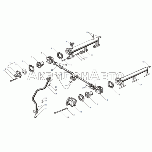 Водяные трубы и термостаты системы охлаждения двигателя ЯМЗ-238НД5 Водяные трубы и термостаты системы охлаждения двигателя ЯМЗ-238НД5