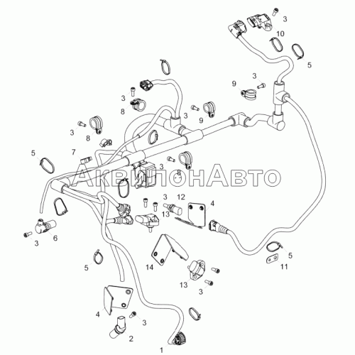 53442.3724011 Установка жгута датчиков (ЯМЗ-53442)