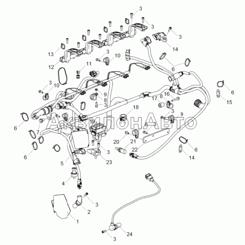 53443.3724011 Установка жгута датчиков (ЯМЗ-53443-22) 53443.3724011 Установка жгута датчиков (ЯМЗ-53443-22)