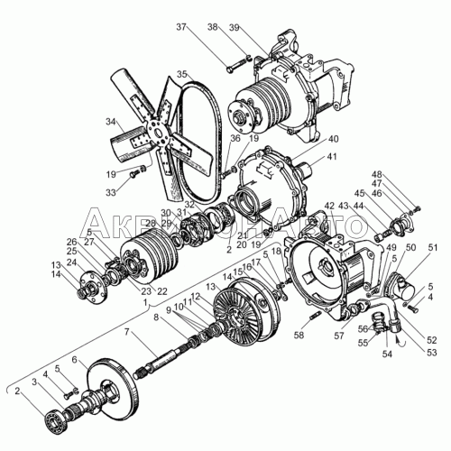 Вентилятор и гидромуфта привода ЯМЗ-240БМ2