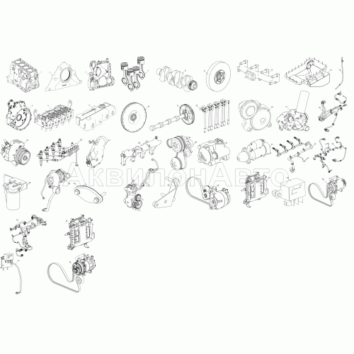 Схема деления двигателя ЯМЗ-5347-10 на сборочные единицы