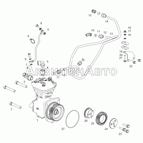 5344.3509005-20 Установка компрессора пневматического тормоза (ЯМЗ-53441-20) 5344.3509005-20 Установка компрессора пневматического тормоза (ЯМЗ-53441-20)