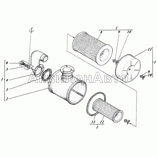 Воздухоочиститель с патрубком 442-12с5 Воздухоочиститель с патрубком 442-12с5