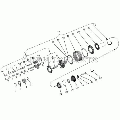 Вал и шестерни демультипликатора коробки передач ТМЗ–09.130–11, ТМЗ–09.130–31, ТМЗ–09.130–51 Вал и шестерни демультипликатора коробки передач ТМЗ–09.130–11, ТМЗ–09.130–31, ТМЗ–09.130–51