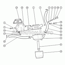 Установка масляного фильтра с жидкостно-масляным теплообменником. Установка патрубков ЖМТ. Установка масляного фильтра с жидкостно-масляным теплообменником. Установка патрубков ЖМТ.