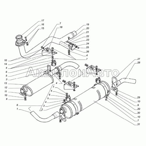Глушитель, резонатор, трубы глушителя автомобиля ГАЗель с двигателем ГАЗ-560 Глушитель, резонатор, трубы глушителя автомобиля ГАЗель с двигателем ГАЗ-560