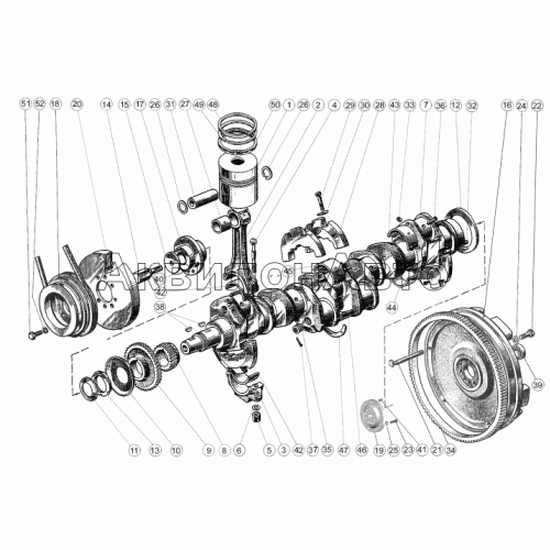 Поршни и шатуны Коленчатый вал и маховик Поршни и шатуны Коленчатый вал и маховик