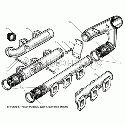 Впускные трубопроводы двигателя ЯМЗ-240БМ2