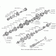 Валы и шестерни коробки передач двигателя ЯМЗ-238