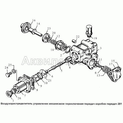 Воздухораспределитель управления механизмом переключения передач коробок передач 201