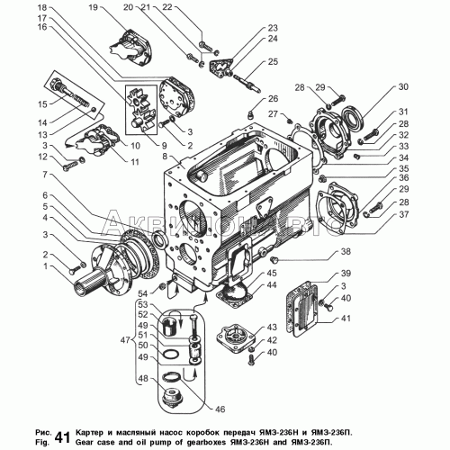 Картер и масляный насос коробок передач ЯМЗ-236Н и ЯМЗ-236П Картер и масляный насос коробок передач ЯМЗ-236Н и ЯМЗ-236П