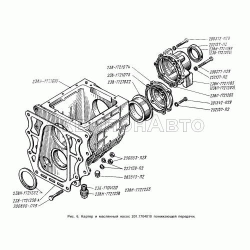 Картер и масляный насос 201.1704010 понижающей передачи Картер и масляный насос 201.1704010 понижающей передачи