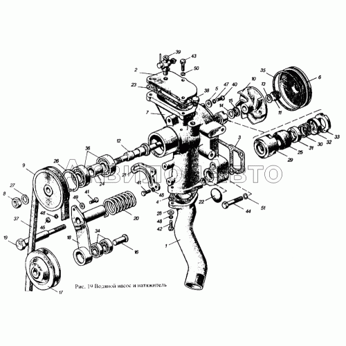 Водяной насос и натяжитель Водяной насос и натяжитель