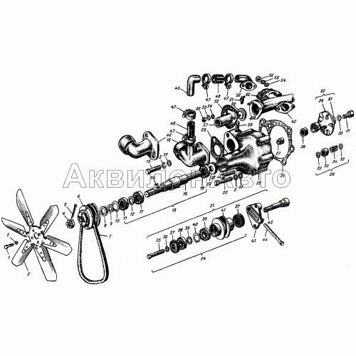 Насос водяной, вентилятор и натяжитель