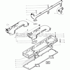 Труба водяная и коллектор впускной СМД-21, -22, 22А, 23, 23.01, 23.02, 24, 24.01, 24.02