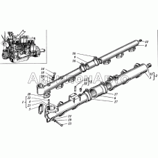 Труба водяная и коллектор впускной