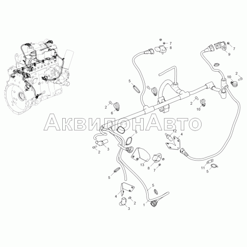 Жгут датчиков (для двигателя ЯМЗ-5347-10)