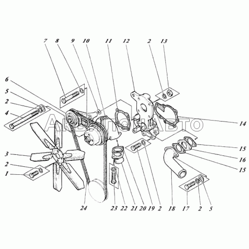 Насос водяной, вентилятор и термостат 442-56-13с1 Насос водяной, вентилятор и термостат 442-56-13с1