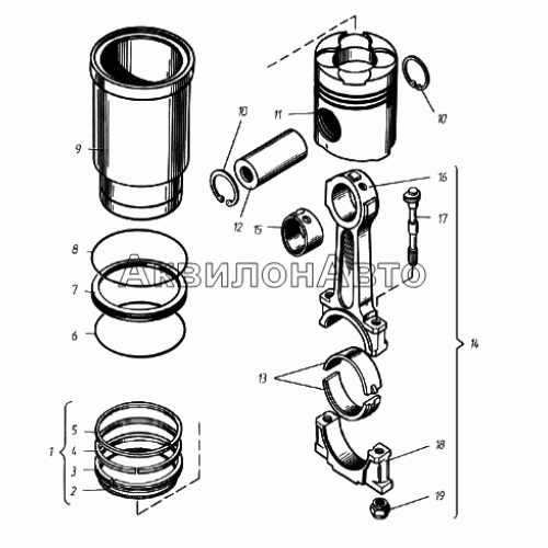 Гильза цилиндра, поршень и шатун Гильза цилиндра, поршень и шатун