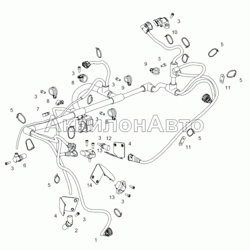 5344.3724011-10 Установка жгута датчиков (ЯМЗ-5344-10, ЯМЗ-53441-20)