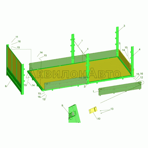 Установка бортов и стоек МАЗ-437040