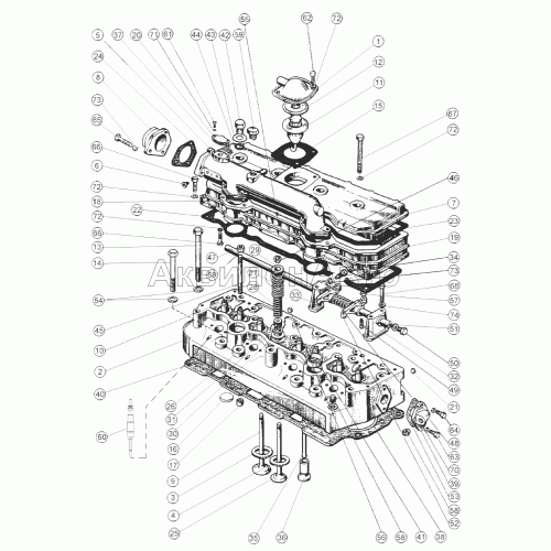 Головка цилиндров. Клапаны и толкатели клапанов