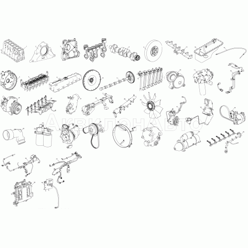 Схема деления двигателя ЯМЗ-536-10 на сборочные единицы